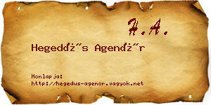 Hegedűs Agenór névjegykártya