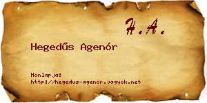 Hegedűs Agenór névjegykártya